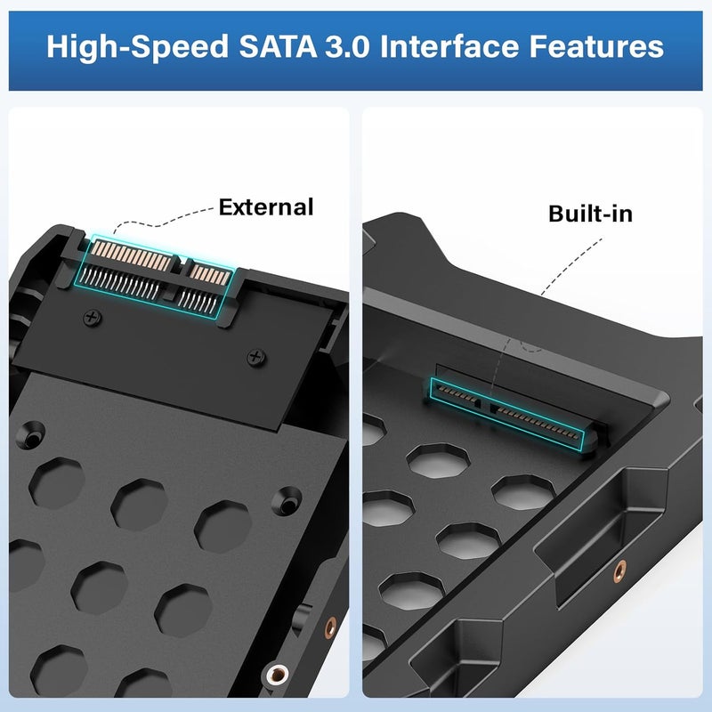 EJAY 2.5 to 3.5 Hard Drive Adapter for SSD/HDD, SATA III Mounting Bracket with with Cooling Vents, Fits 7/9.5/12.5mm Hard Drives, 2 Packs - Image 5